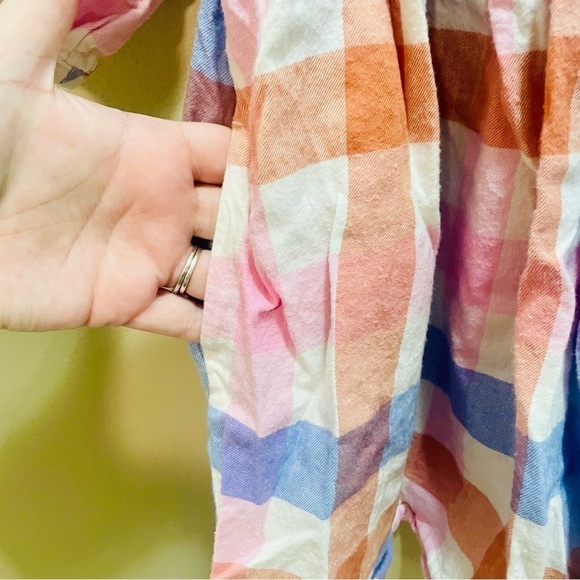 Hanna Andersson Orange and Purple Check Flannel Dress Size 5 - Picture 3 of 7